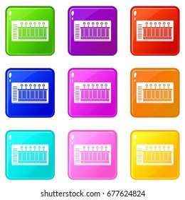 Electronic synth icons of 9 color set isolated vector illustration