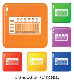 Electronic synth icons set collection vector 6 color isolated on white background