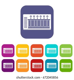 Electronic synth icons set vector illustration in flat style In colors red, blue, green and other