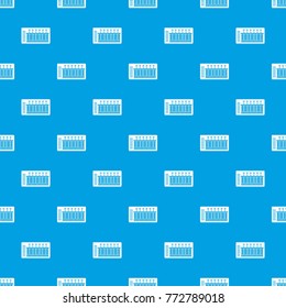 Electronic synth pattern repeat seamless in blue color for any design. Vector geometric illustration
