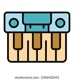 Electronic synthesizer icon outline vector. Audio instrument. Concert music color flat