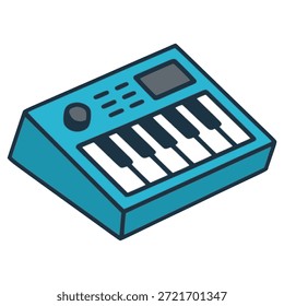 Teclado de sintetizador electrónico Consola digital Diseño de Plantilla de Ilustración vectorial a color plano