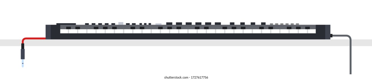 Electronic synthesizer with keys and control wheels Musician vector icon flat isolated illustration.