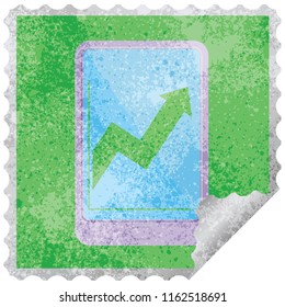 electronic tablet showing business performance graphic square sticker stamp
