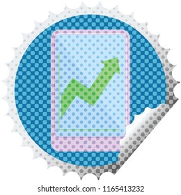 electronic tablet showing business performance graphic vector illustration round sticker stamp