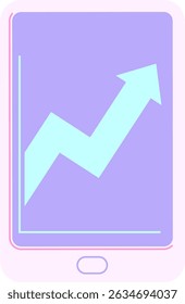 electronic tablet showing business performance graphic vector illustration icon in bright neon colors