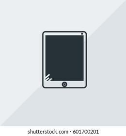 Electronic Tablet Vector Icon, The symbol of tablet gadget with black screen. Simple, modern flat vector illustration for mobile app, website or desktop app  