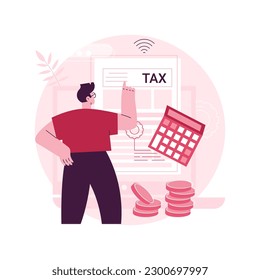 Electronic tax filing abstract concept vector illustration. File personal income statement, gather paperwork, e-file documents, tax preparation online software, IRS form abstract metaphor.