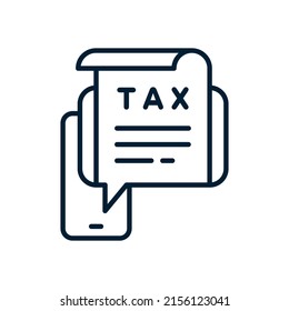 Electronic Tax Return Form On Smartphone Icon. Online Tax Payment Concept. Digital Tax Return Document On Mobile Phone. Smartphone With Tax Form File. Vector Flat Line Icon