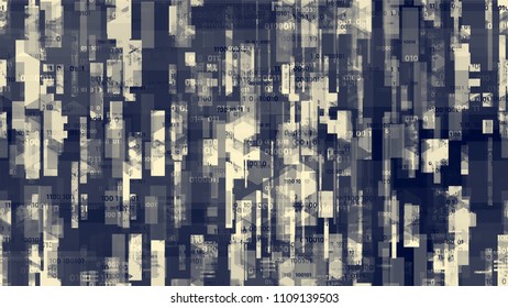 Electronic Technology Background with Binary Code. Artificial Intelligence System Texture. Hacking Software Encryption Pattern. Flyer, Cover Design Background.