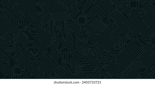 Circuito de tecnología electrónica sobre fondo negro.