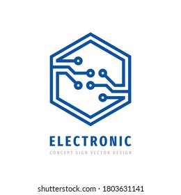 Electronic technology concept logo design. Digital data sign. Block chain global network symbol. Vector illustration. 