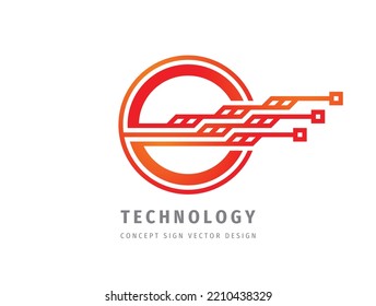 Electronic technology - creative logo design. Digital chip sign. Network communication concept logo. Database icon. Blockchain futuristic symbol. Corporate identity. Vector illustration.