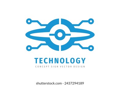 Electronic technology - creative logo design. Digital connection chip sign. Network communication concept symbol. Database icon. Blockchain futuristic symbol. Corporate identity. Vector illustration.