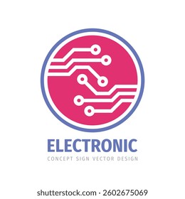 Electronic technology - creative logo design. Digital chip sign. Network communication concept symbol. Database icon. Blockchain futuristic symbol. Corporate identity. Vector illustration.