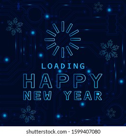 The electronic technology happy new year 2020 background