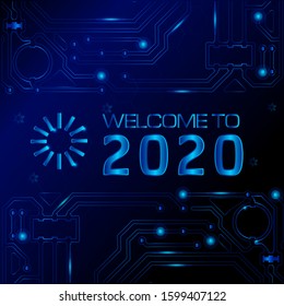 The electronic technology happy new year 2020 background