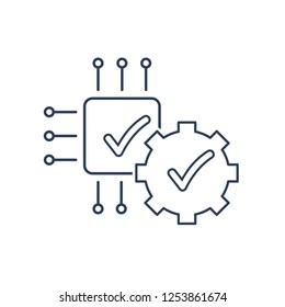 Electronic technology. Implementation, interaction. Vector icon.