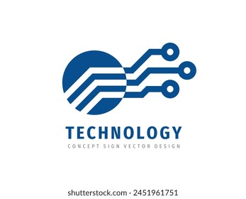 Electronic technology logo design. Digital connection chip sign. Network communication concept symbol. Database icon. Blockchain futuristic symbol. 