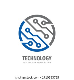 Electronic technology - vector logo design. Digital chip sign. Network concept symbol.