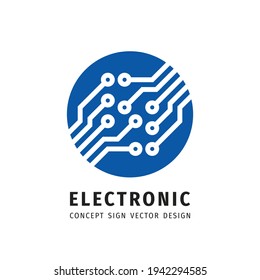 Electronic technology - vector logo design. Digital chip sign. Network concept symbol.