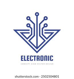 Electronic technology - vector logo design. Digital chip icon sign. Network concept symbol.