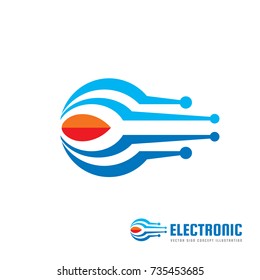 Electronic technology - vector logo template concept illustration. Space satellite creative sign. Abstract design elements.