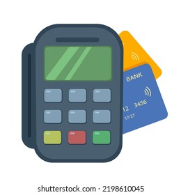 Electronic terminal for card payment isolated on white background. flat style