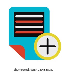 Electronic text document adding glyph vector illustration. Creating new doc, notepad icon
