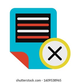 Electronic text document delete symbol glyph vector illustration. Online doc remove icon