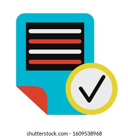 Electronic text document symbol glyph vector illustration. Online doc, notepad and tick icon