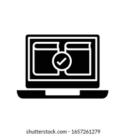 Elektronisches Lehrbuch Schwarz Symbol, Concept Illustration, Vektorillustration flaches Symbol, Glyph-Zeichen.