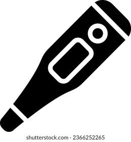 Icono de glifo negro termómetro electrónico. Herramienta de medición de temperatura. Equipo clínico. Dispositivo de diagnóstico. Símbolo de silueta en el espacio blanco. Pictograma sólido. Ilustración aislada del vector