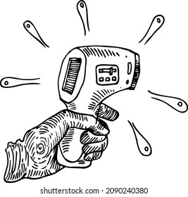 Termómetro electrónico en el dibujo manual gráfico vectorial