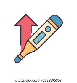 Electronic Thermometer with high temperature related vector icon. Electronic Thermometer sign. Isolated on white background. Editable vector illustration