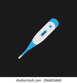 Electronic thermometer icon on black background. Vector illustration
