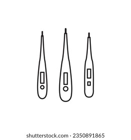 Conjunto de iconos del termómetro electrónico. Icono de vector termómetro electrónico de contorno para diseño web aislado en fondo blanco, icono digital termómetro ilustración de diseño vectorial