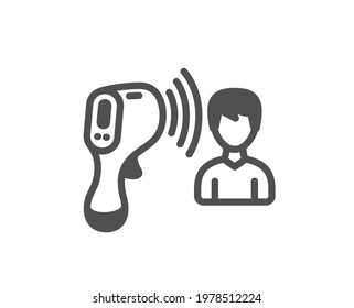 Electronic thermometer icon. Temperature scanner sign. Fever measuring symbol. Quality design element. Flat style electronic thermometer icon. Editable stroke. Vector