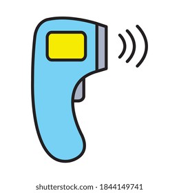 electronic thermometer line and fill style icon design of Covid 19 virus theme Vector illustration