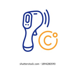 Icono de la línea del termómetro electrónico. Signo del escáner de temperatura. Símbolo medidor de la fiebre. Elemento de diseño de calidad. Icono de termómetro electrónico de estilo de línea. Trazo editable. Vector