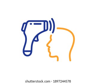 Electronic thermometer line icon. Temperature scanner sign. Fever measuring symbol. Quality design element. Line style electronic thermometer icon. Editable stroke. Vector