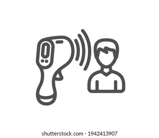 Electronic thermometer line icon. Temperature scanner sign. Fever measuring symbol. Quality design element. Linear style electronic thermometer icon. Editable stroke. Vector