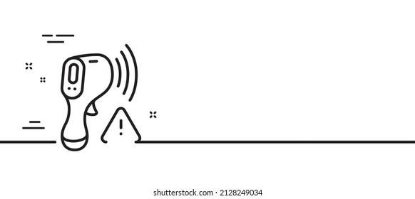 Icono de la línea del termómetro electrónico. Signo del escáner de temperatura. Símbolo medidor de la fiebre. Fondo mínimo de la ilustración de línea. Banner de patrón de icono de línea de termómetro electrónico. Vector