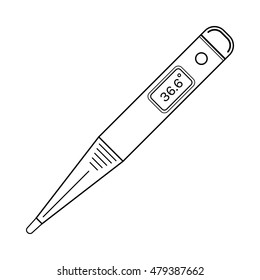 Electronic thermometer for measuring body temperature. Flat icon medical equipment.