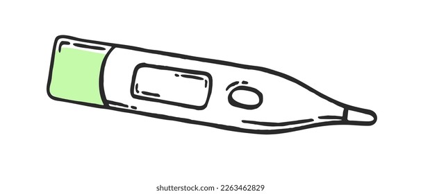 Electronic thermometer, medical pharmaceutical hospital device. Vector illustration hand-drawn