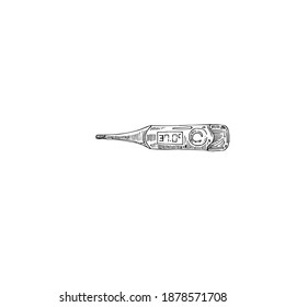 Electronic thermometer sketch vector illustration