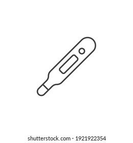 Electronic Thermometer Thin Line Related Vector Icon. Flat Icon Isolated on the Black Background. Editable Stroke EPS file. Vector illustration.