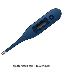 Electronic thermometer. Vector illustration. A place to indicate the degree on the display. Appliance on an isolated background. Cartoon style. Health topic. A device for measuring body temperature. 