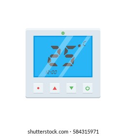 Electronic thermostat with a screen. Under floor heating control. Temperature control.