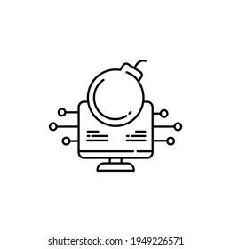 Electronic Threat Black Line Icon. Pictogram For Web Page, Mobile App, Promo. UI UX GUI Design Element. Editable Stroke.